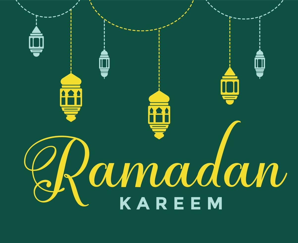 Ramadan Mubarak Kareem Abstract Design Vector Illustration Yellow And Green