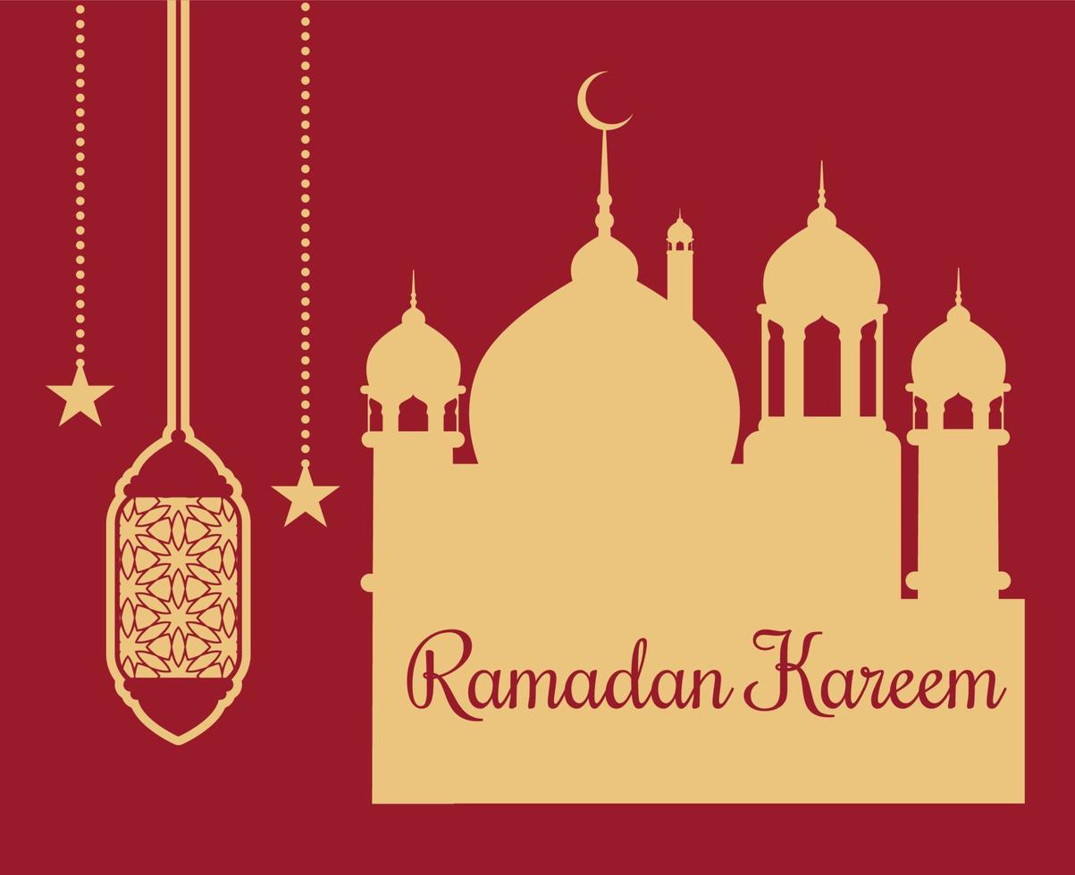 Ramadan Mubarak Kareem Abstract Design Vector Illustration Brown With Red Background