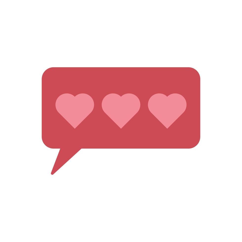 Love chat vector icon. Speech bubble with hearts