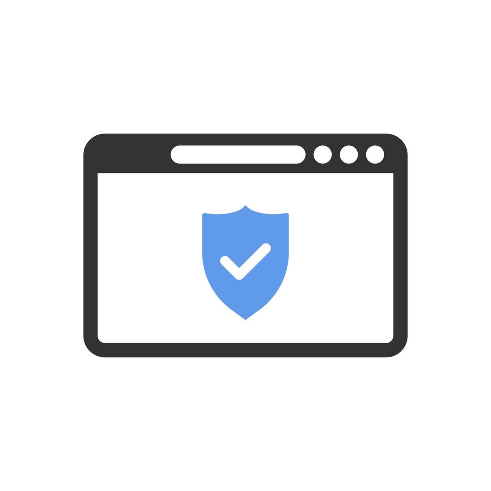 Browser window and approval shield vector icon
