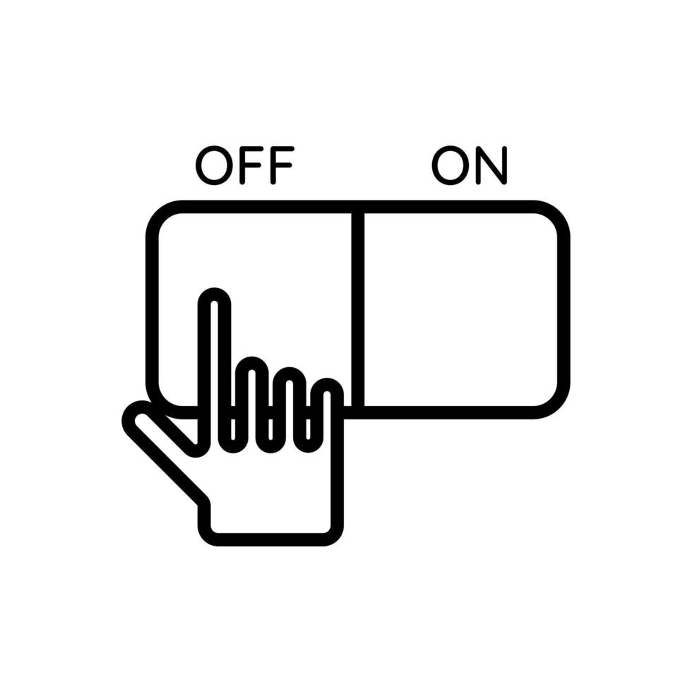 Hand clicking on turn off button vector icon