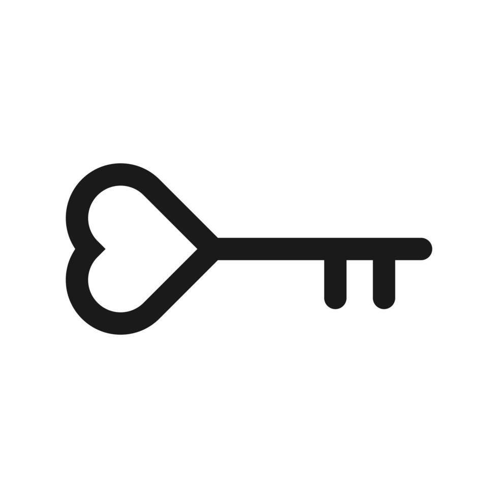 Heart shaped key vector icon on white background