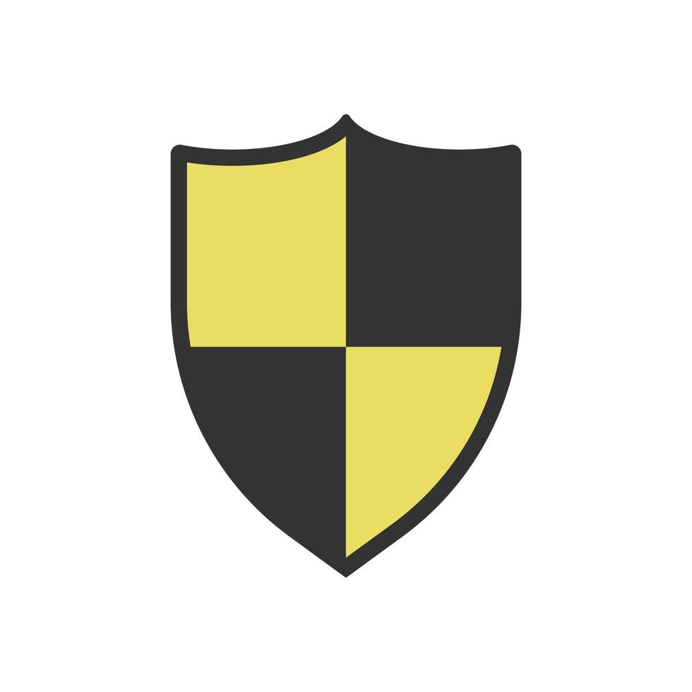 icono de escudo negro y amarillo sobre fondo blanco vector