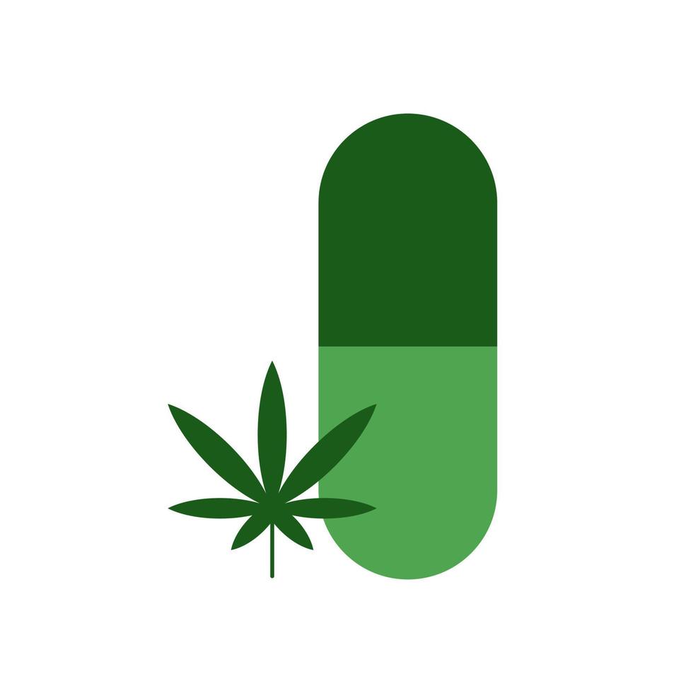 Medical cannabis pill vector icon on white background