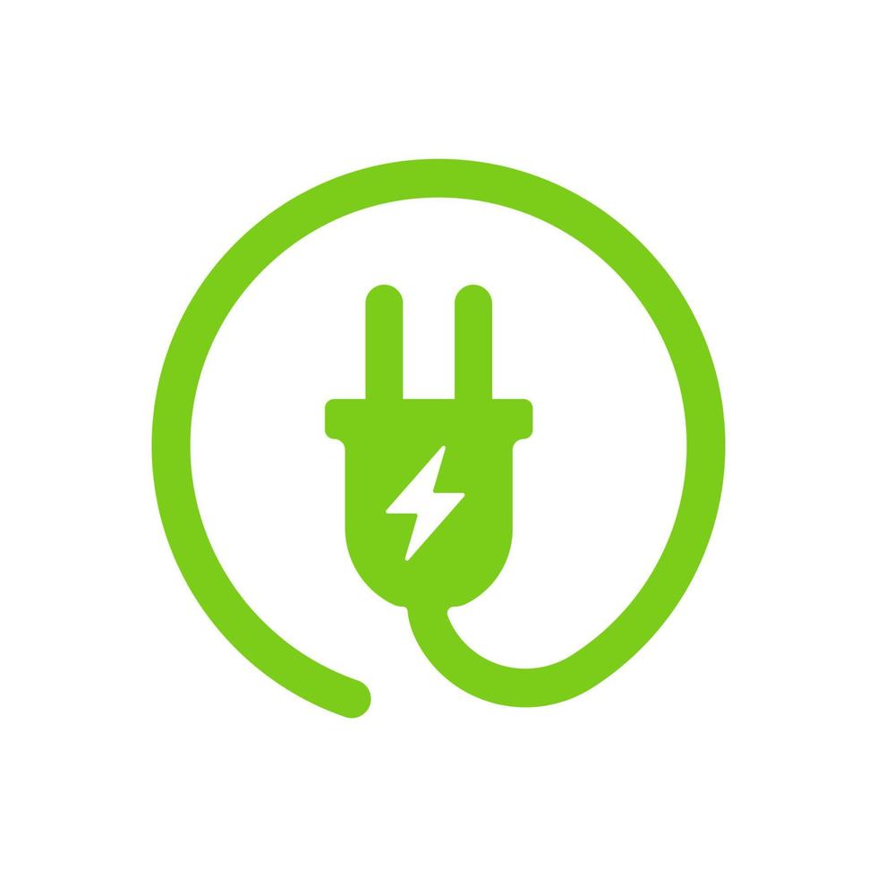 icono de vector de cargador eléctrico verde en un círculo