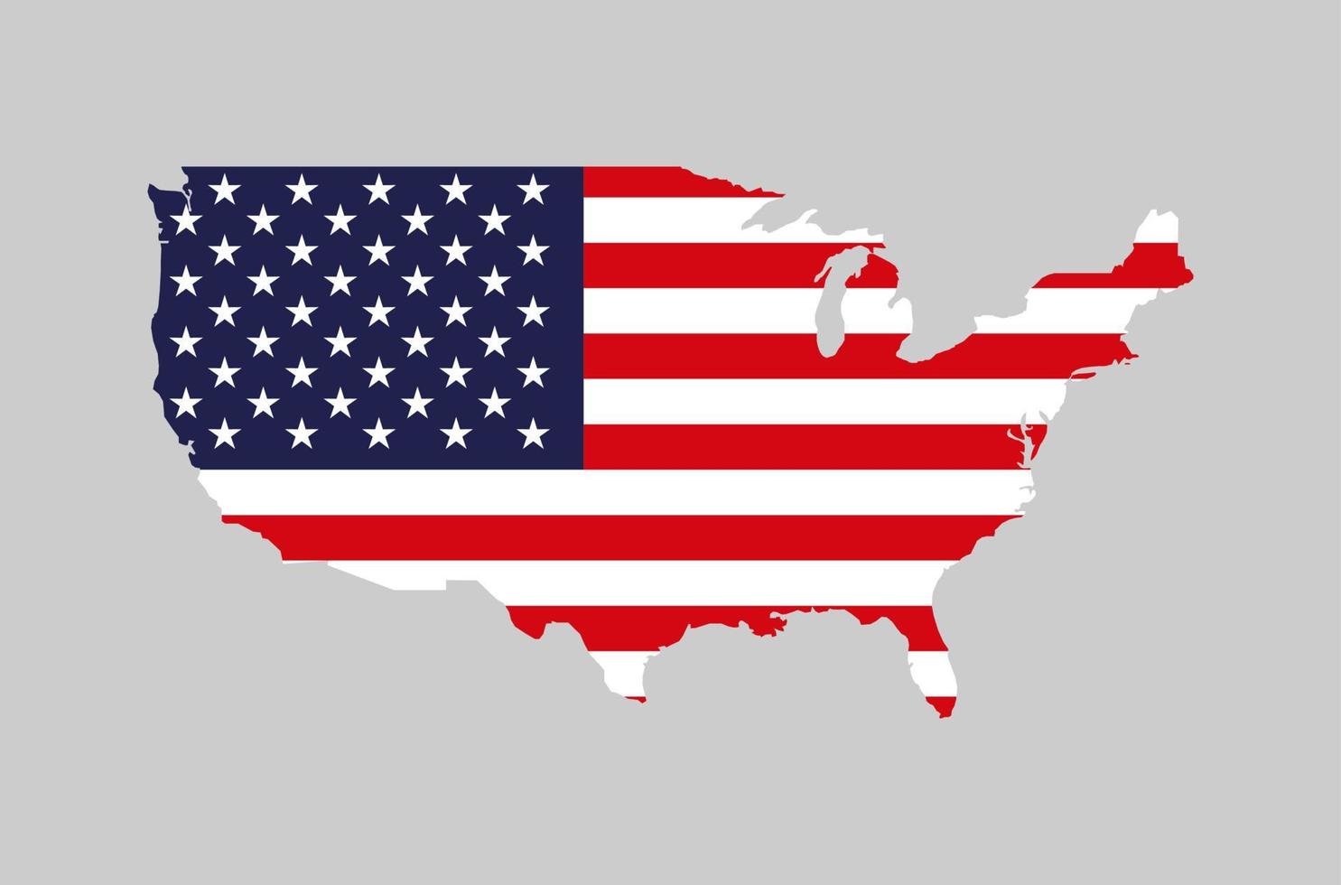 icono de vector de bandera de mapa de estados unidos aislado sobre fondo blanco