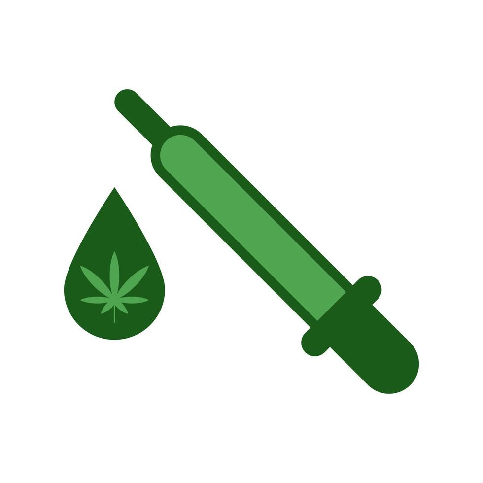 icono de vector de cuentagotas de cannabis sobre fondo blanco