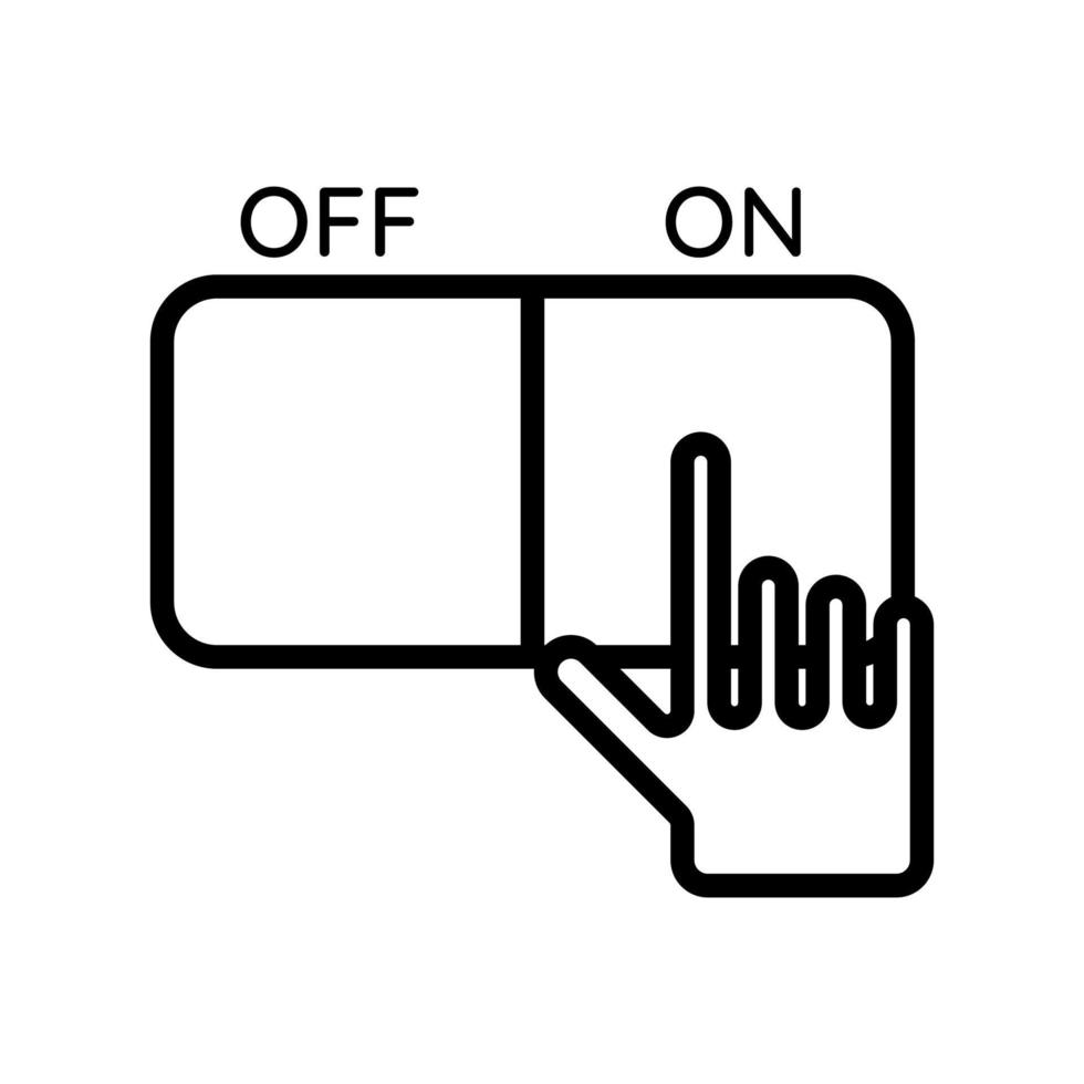 Hand clicking on turn on button vector icon