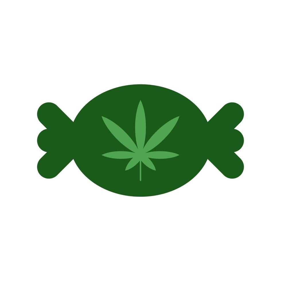 Candy with weed leaf icon on white background vector