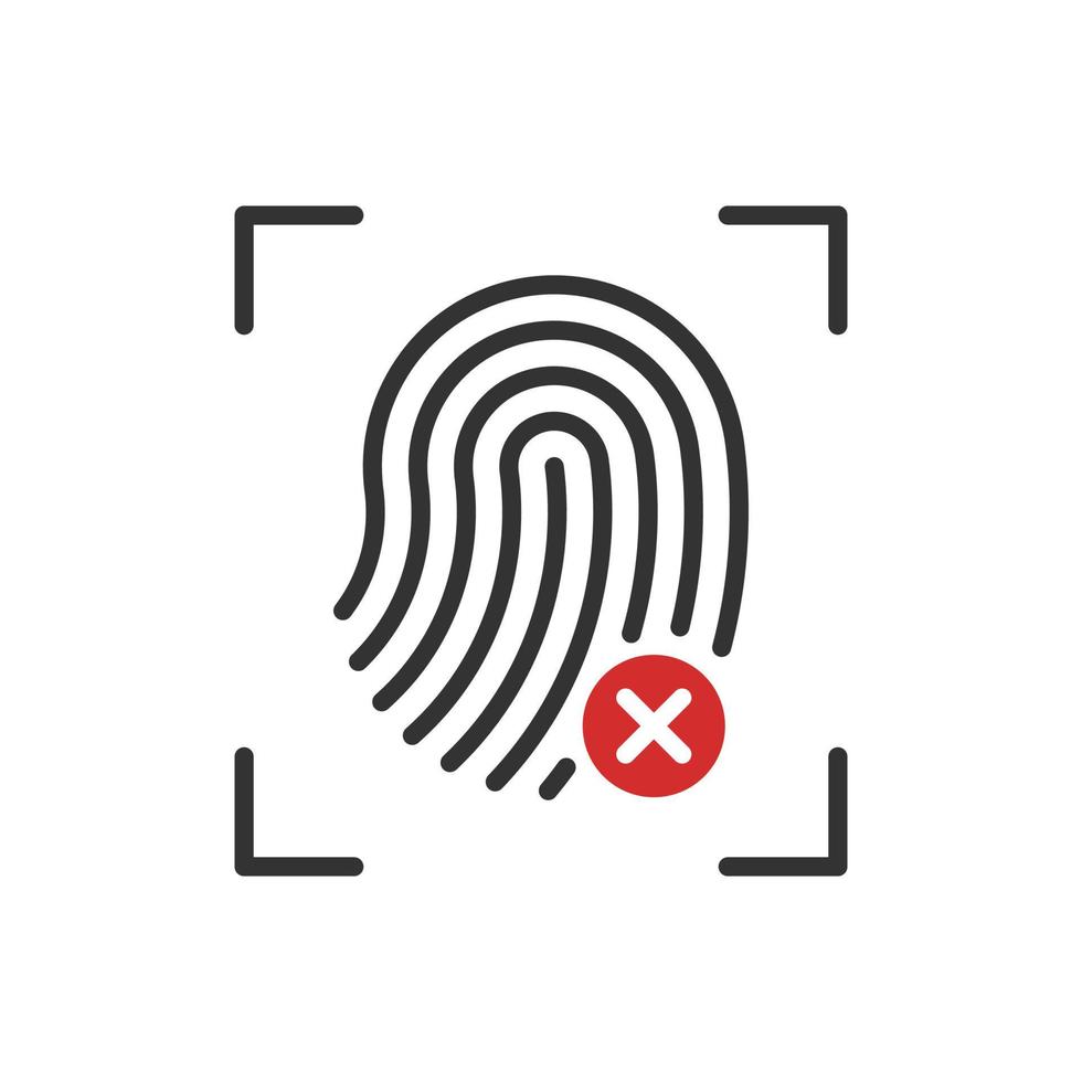 Fingerprint deny vector icon with red mark