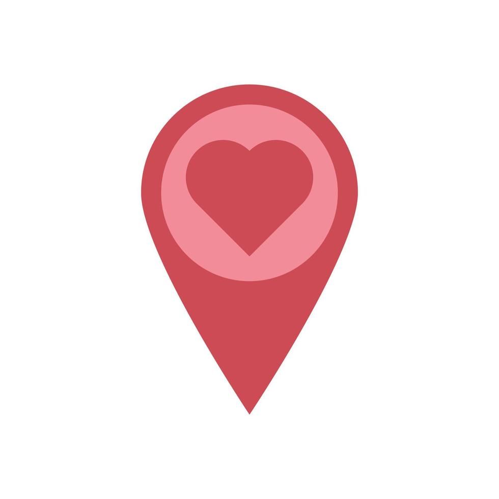 Red location tag with heart vector icon