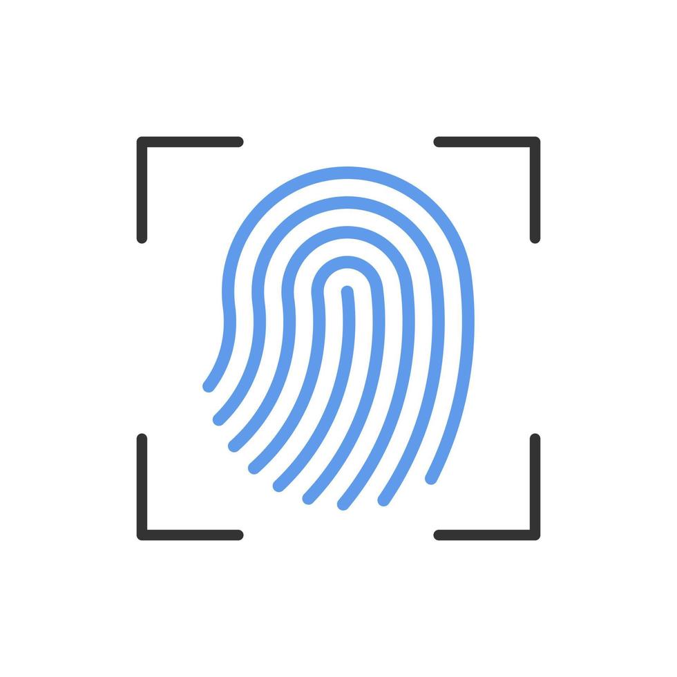 Fingerprint scan black and blue vector icon