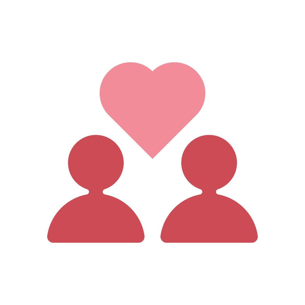 Two people and heart. Relationship vector icon