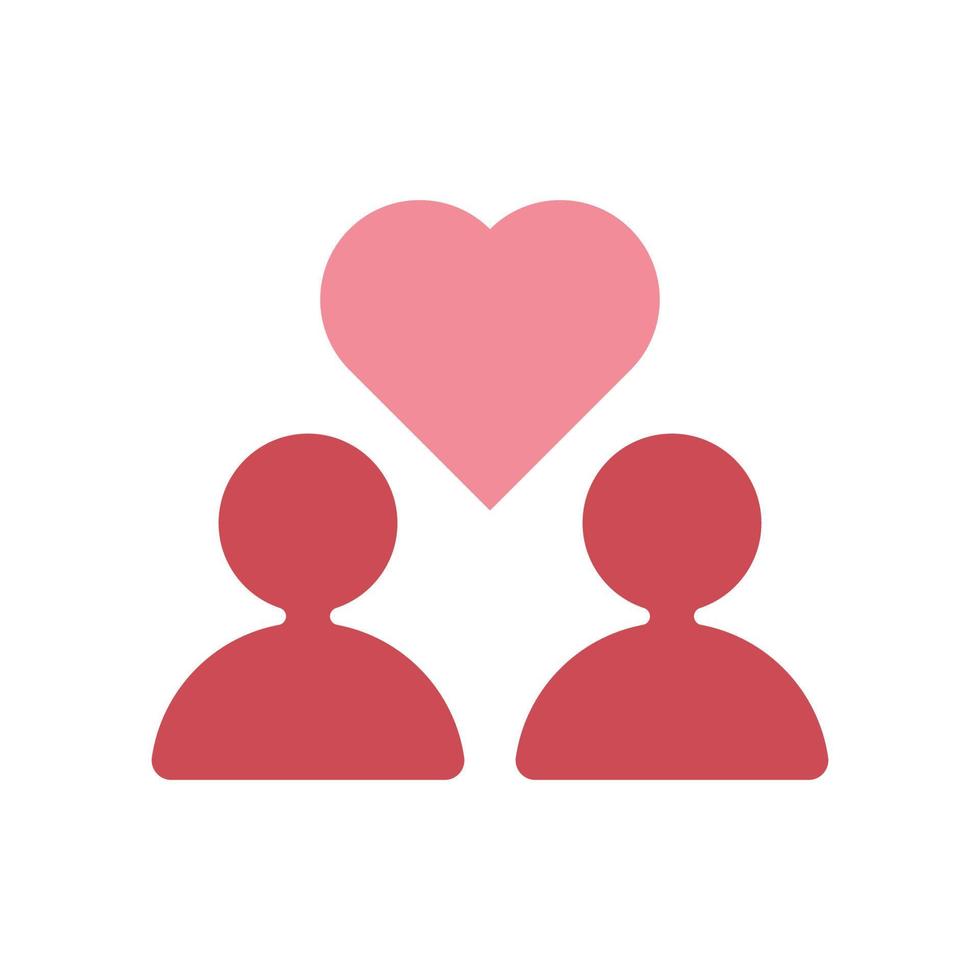 Two people and heart. Relationship vector icon