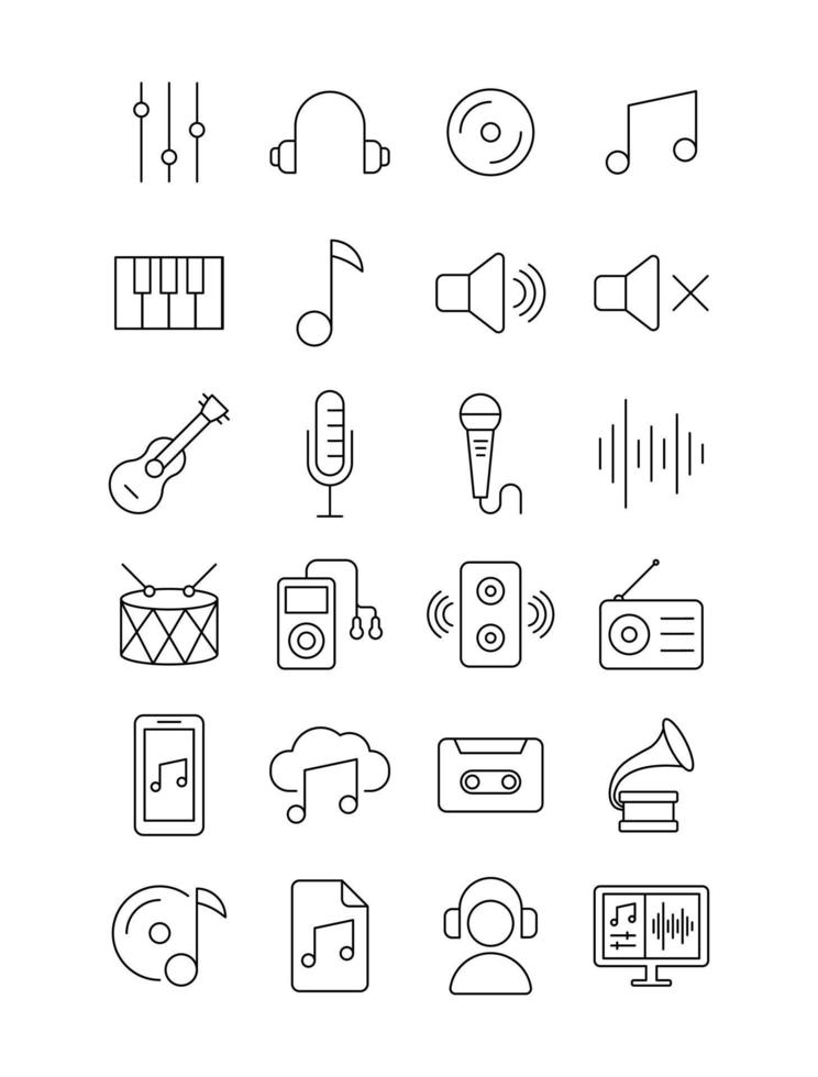 Music vector line icon set on white background