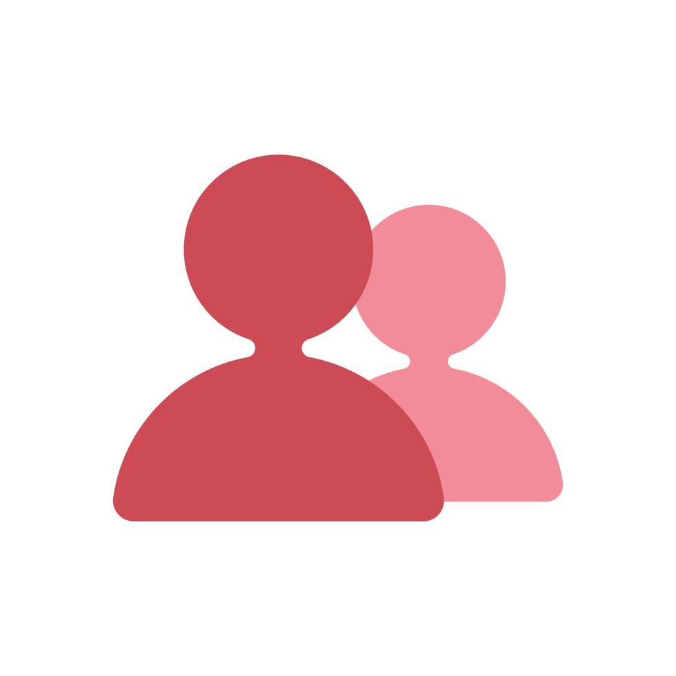Two people red vector icon on white background
