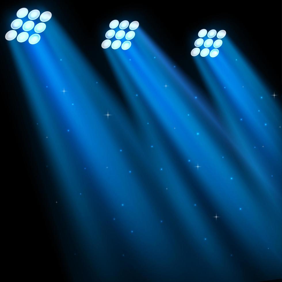 Blue spotlights on dark background vector