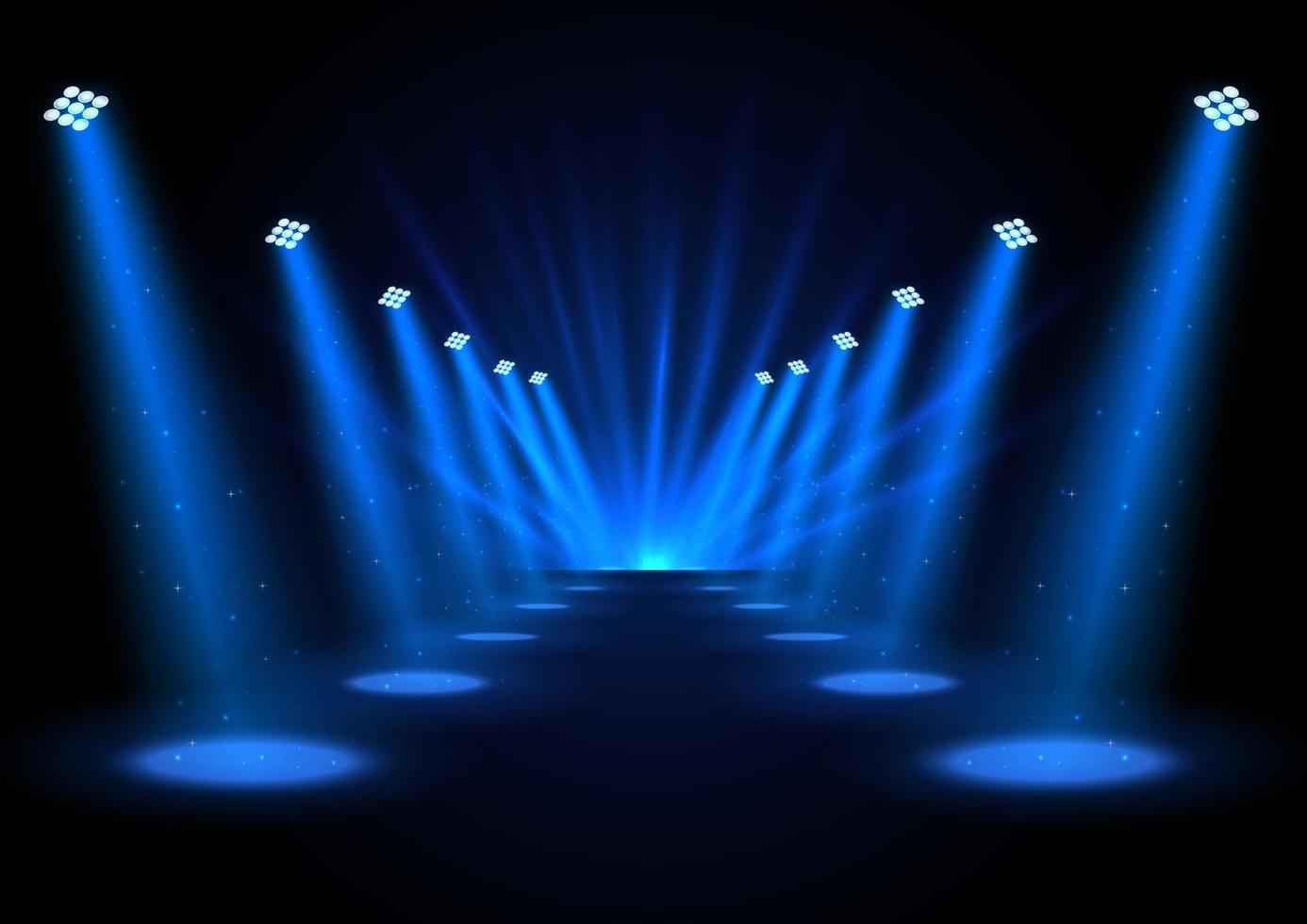 Blue spotlights on dark background vector