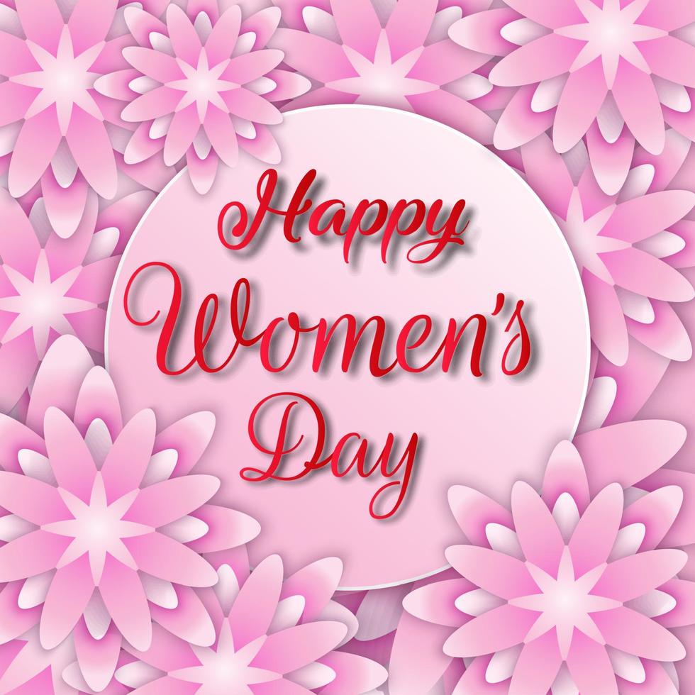 International Happy Women's Day greeting card with round banner vector