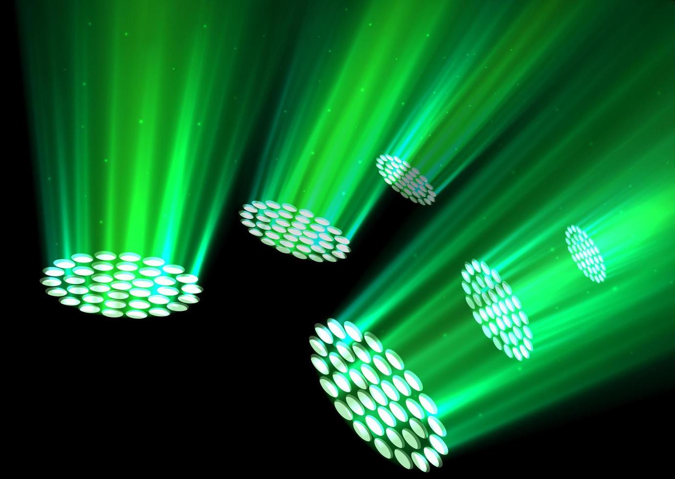 Green spotlights on dark background vector