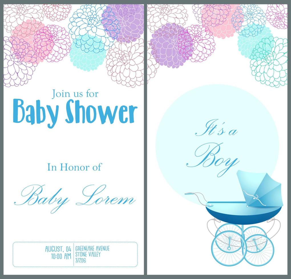 Baby shower invitation card template vector