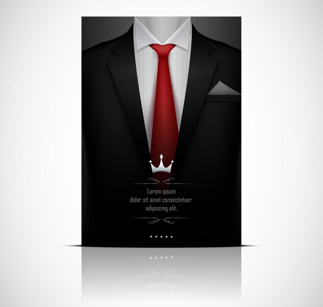 Black suit and tuxedo with red tie vector