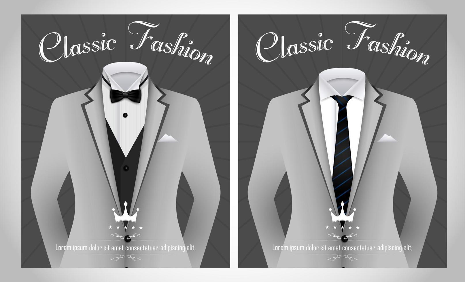 Business suit template with black tie and white shirt banner vector