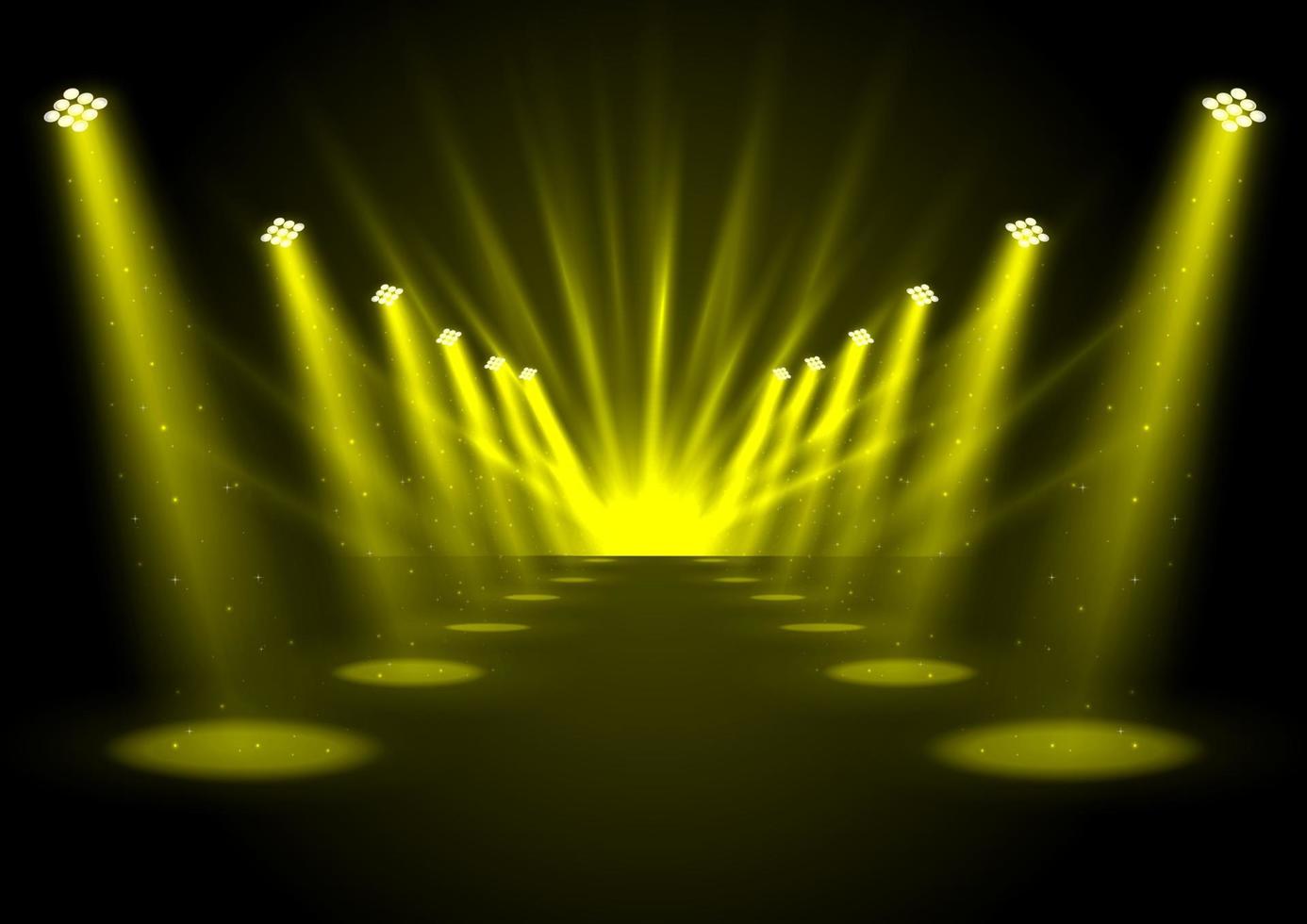 Glowing golden spotlights vector