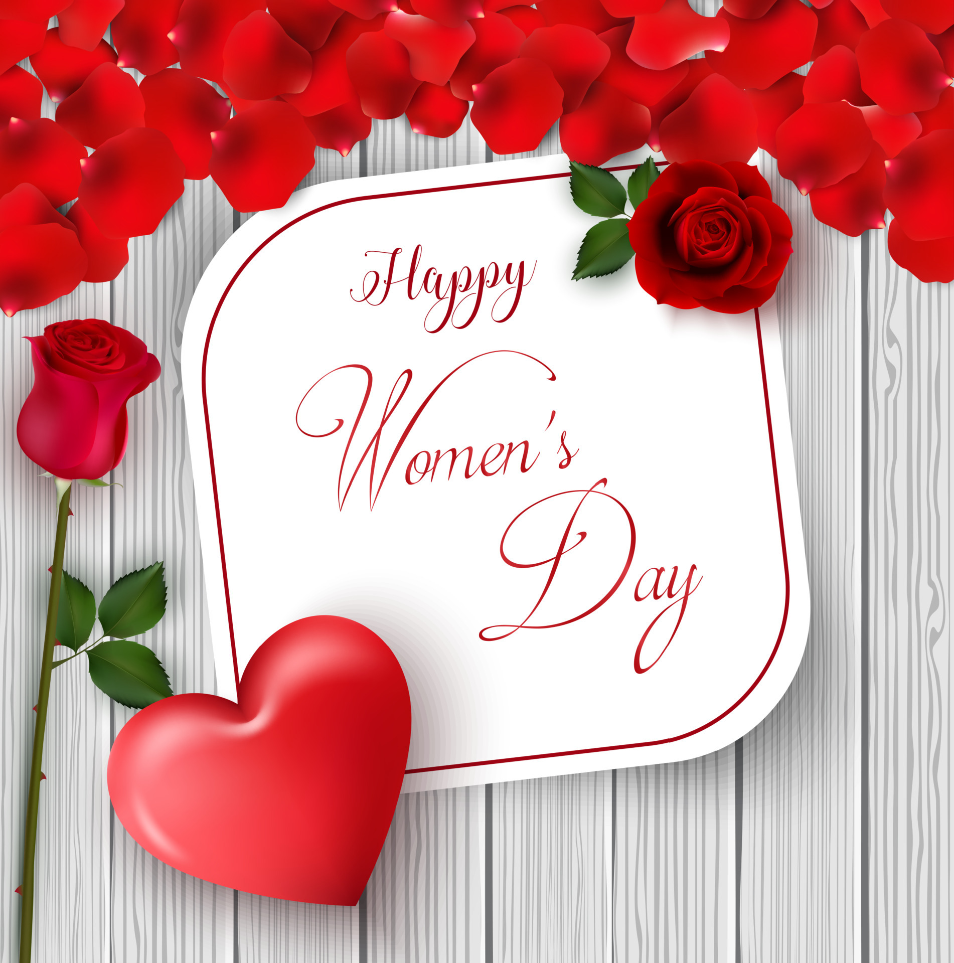 8 March. International happy women's day greeting card. Flower roses