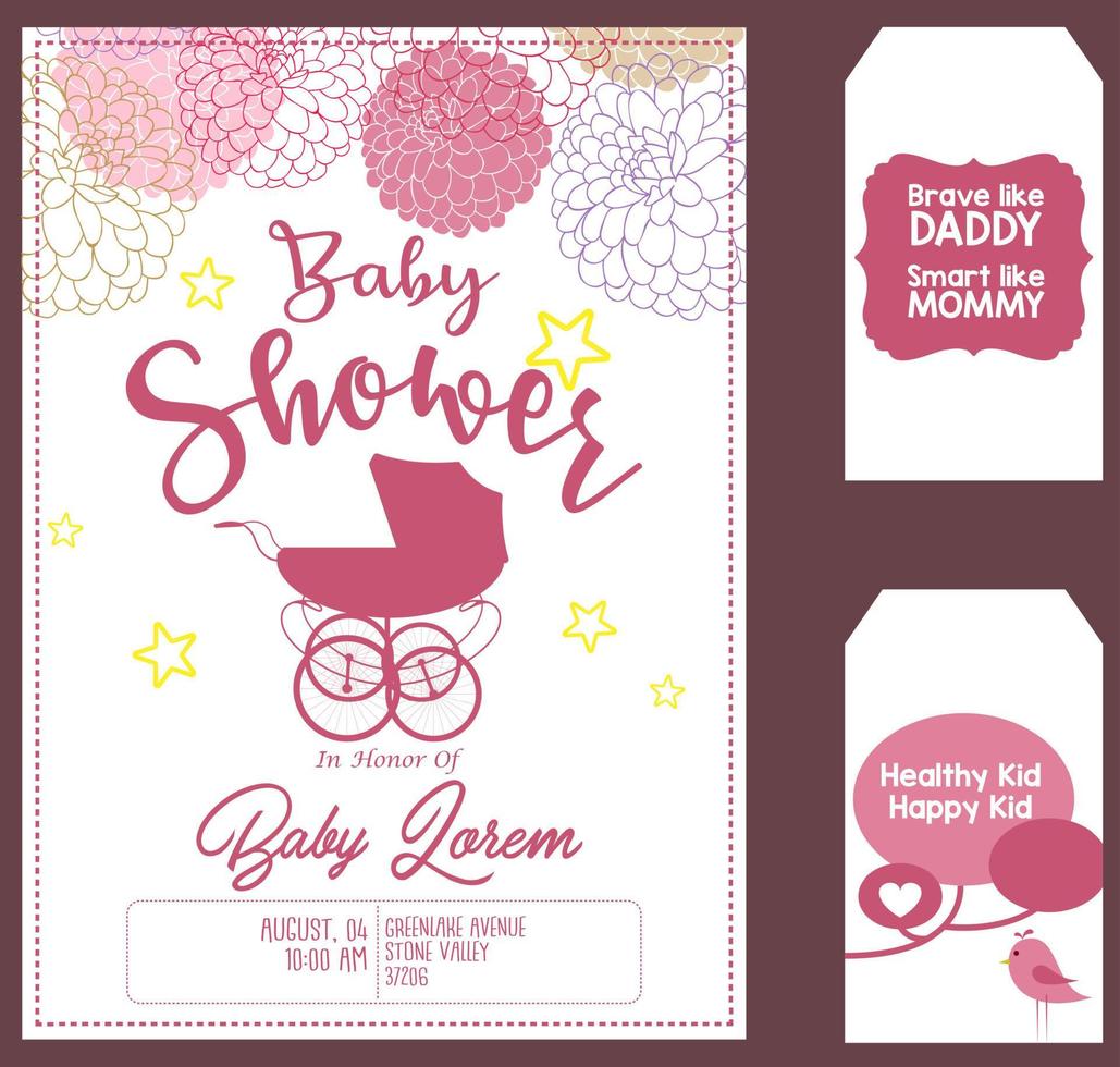 Baby shower invitation card template vector