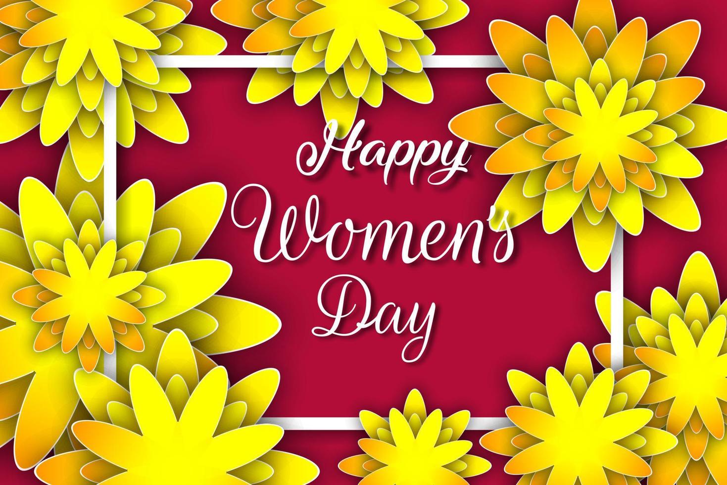 International happy women's day background with Abstract yellow flowers vector