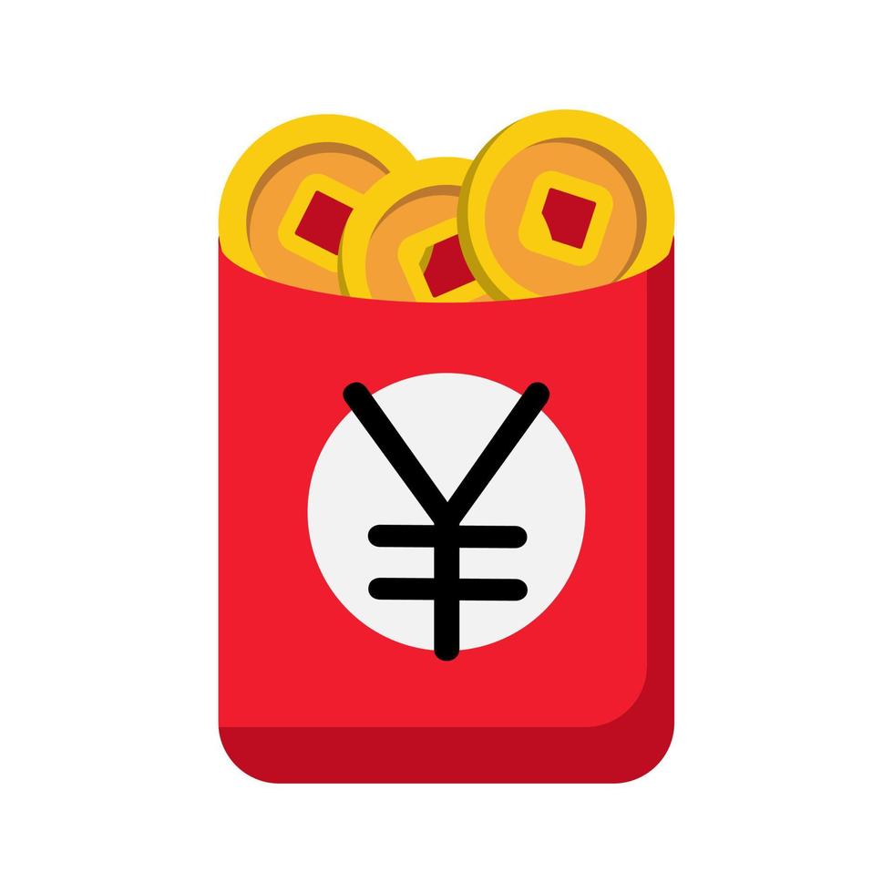 sobre rojo. icono de vector de angpao sobre fondo blanco