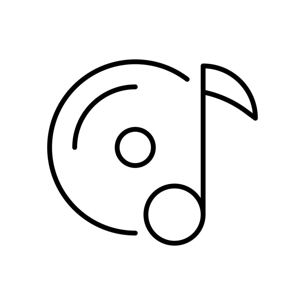 icono de vector de línea de nota de cd sobre fondo blanco