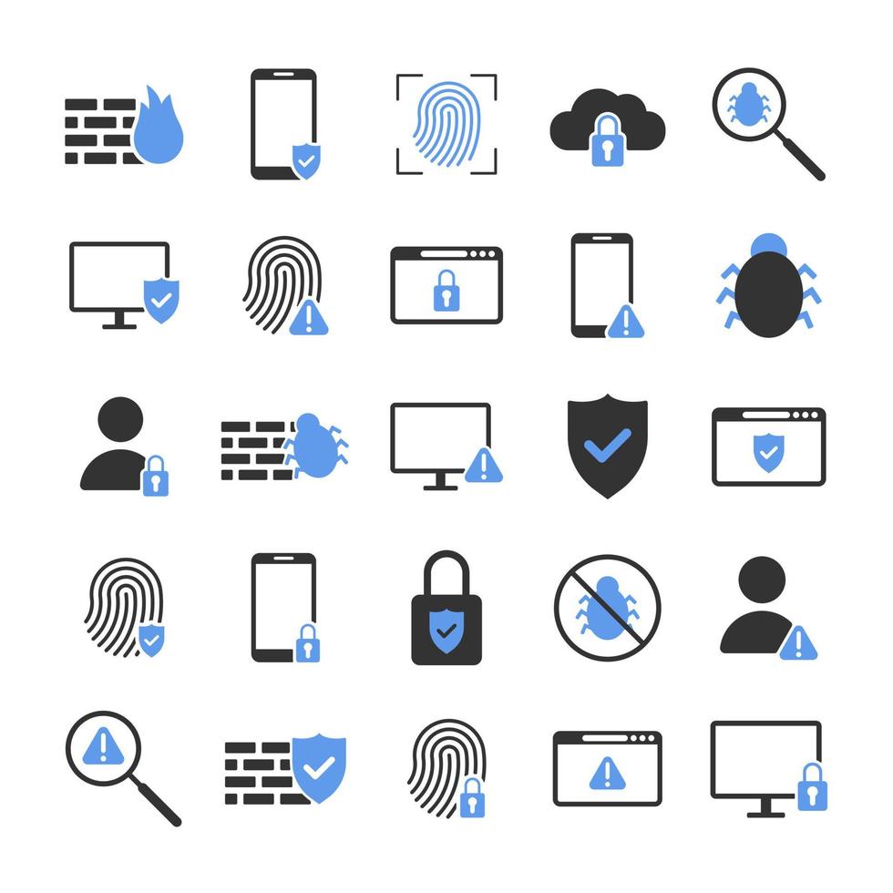 Internet security vector icon set. Antivirus software