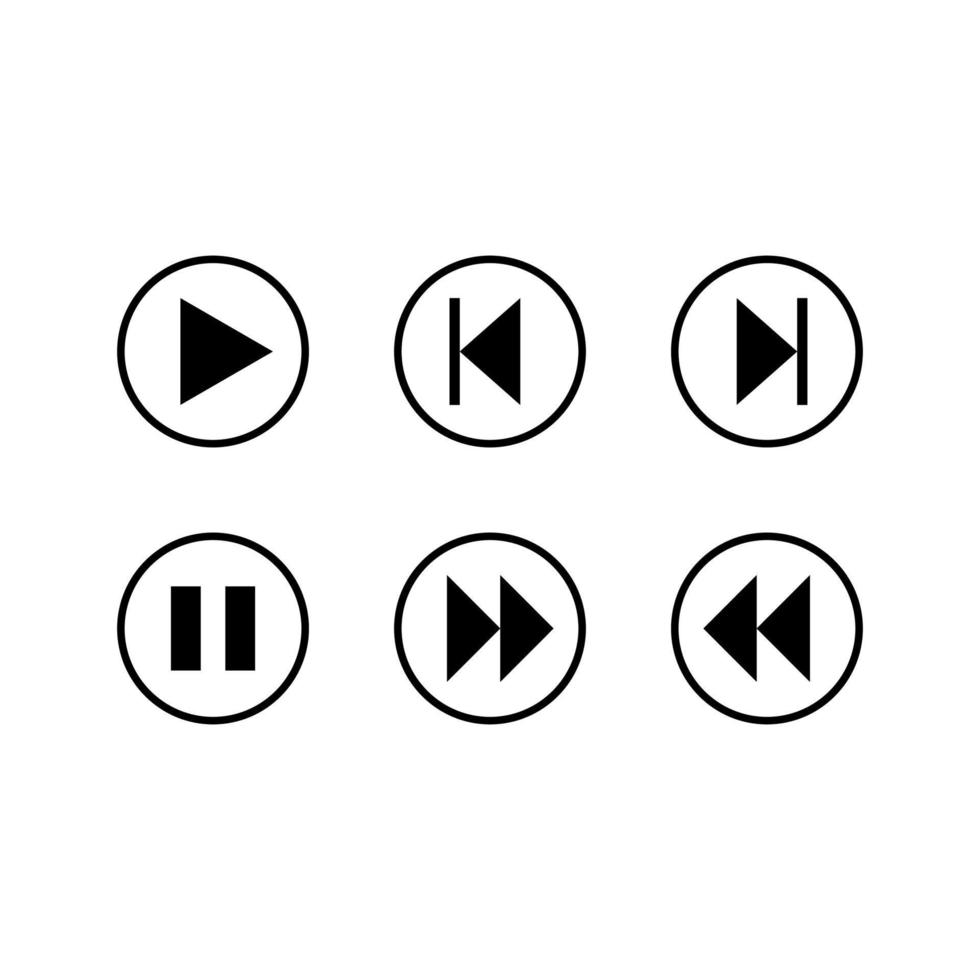 Music button vector icon set on white background