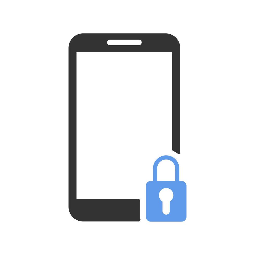 Smartphone and blue locked padlock vector icon