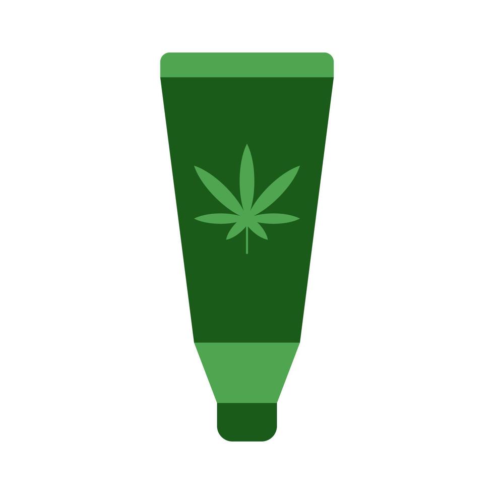 Green toothpaste with marijuana leaf vector icon