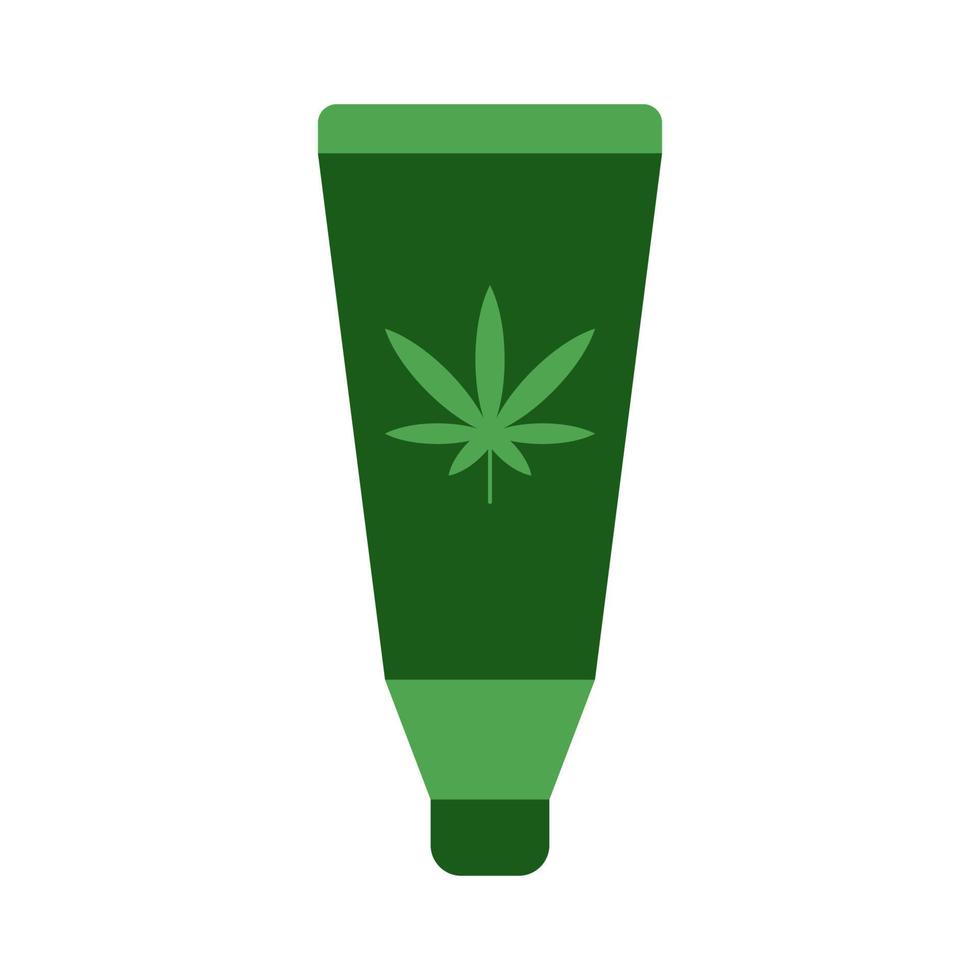 Green toothpaste with marijuana leaf vector icon