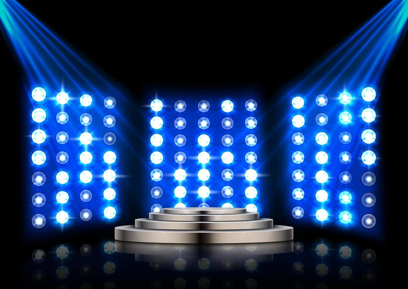Stage podium with spotlights and stage light background vector