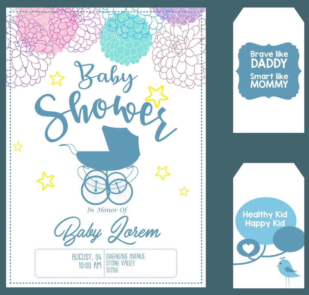 Baby shower invitation card template vector