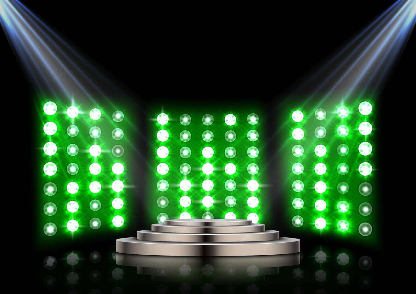 Stage podium with spotlights on dark background vector