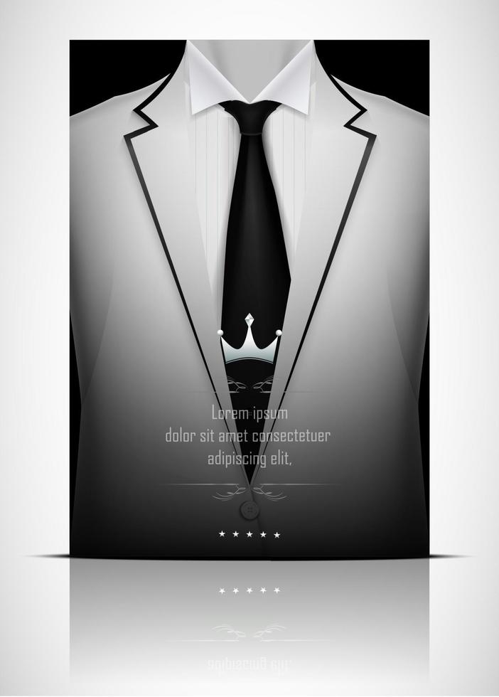 White suit and tuxedo with black bow tie vector