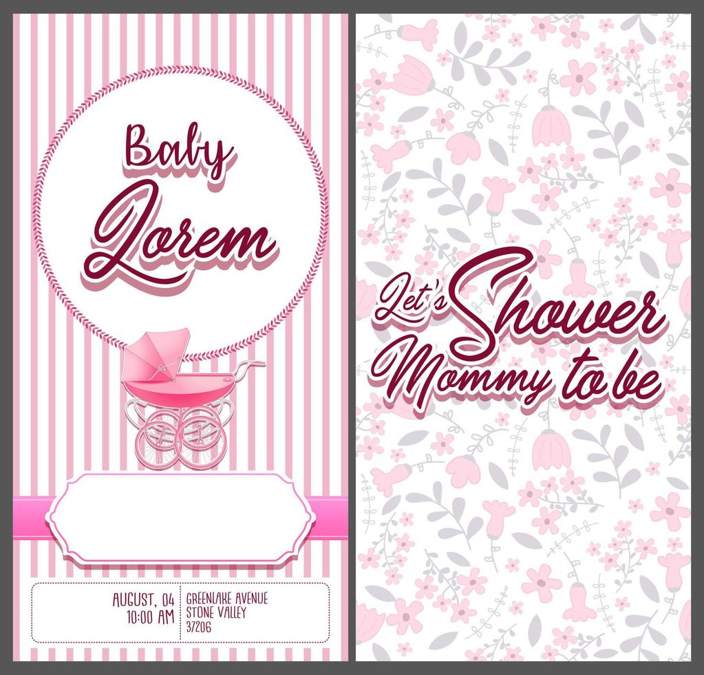 Baby shower invitation card template vector