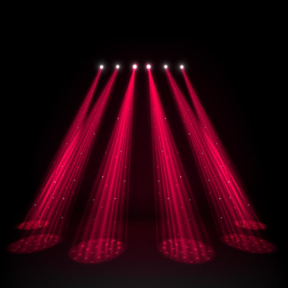 Red spotlights on dark background vector