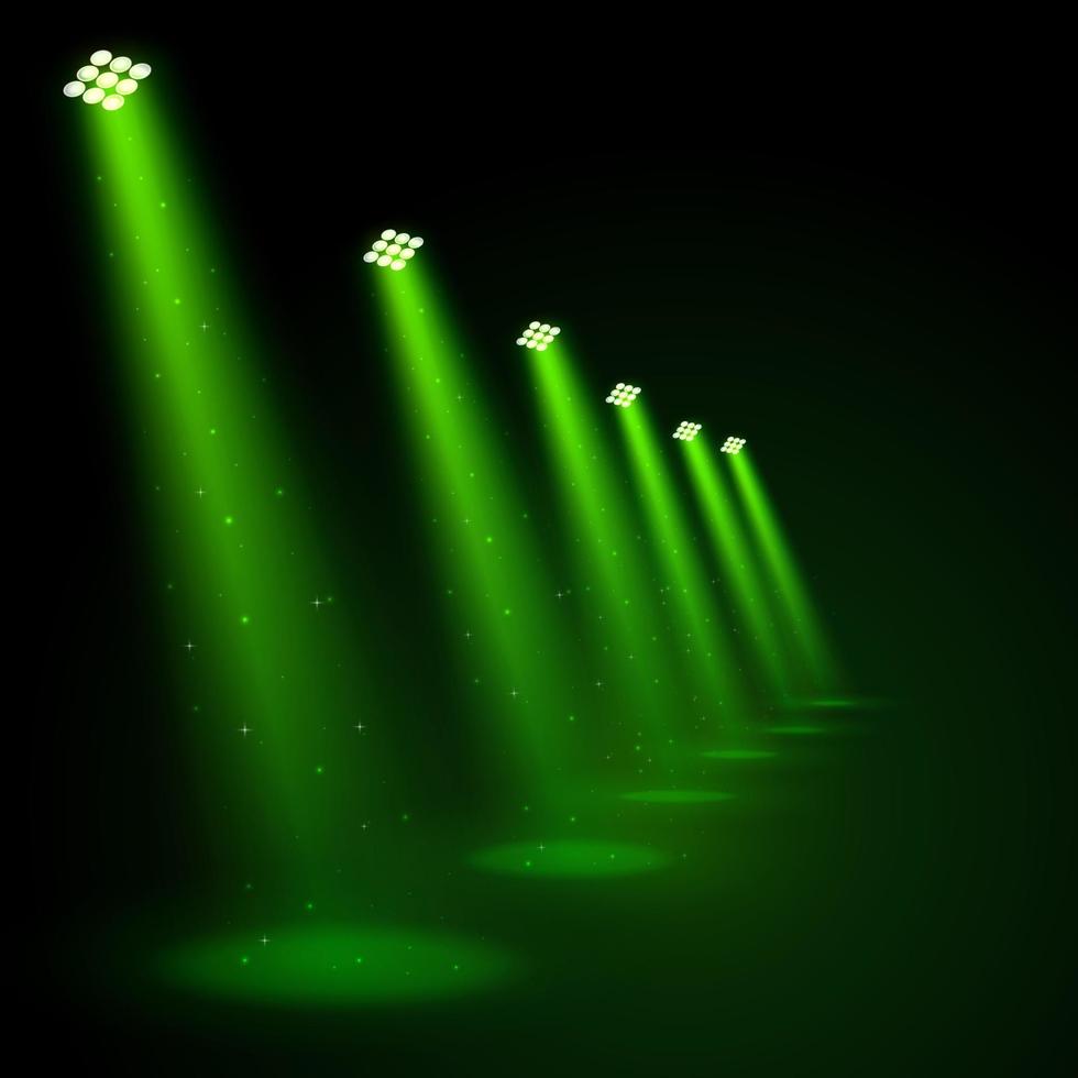 Glowing green spotlights vector