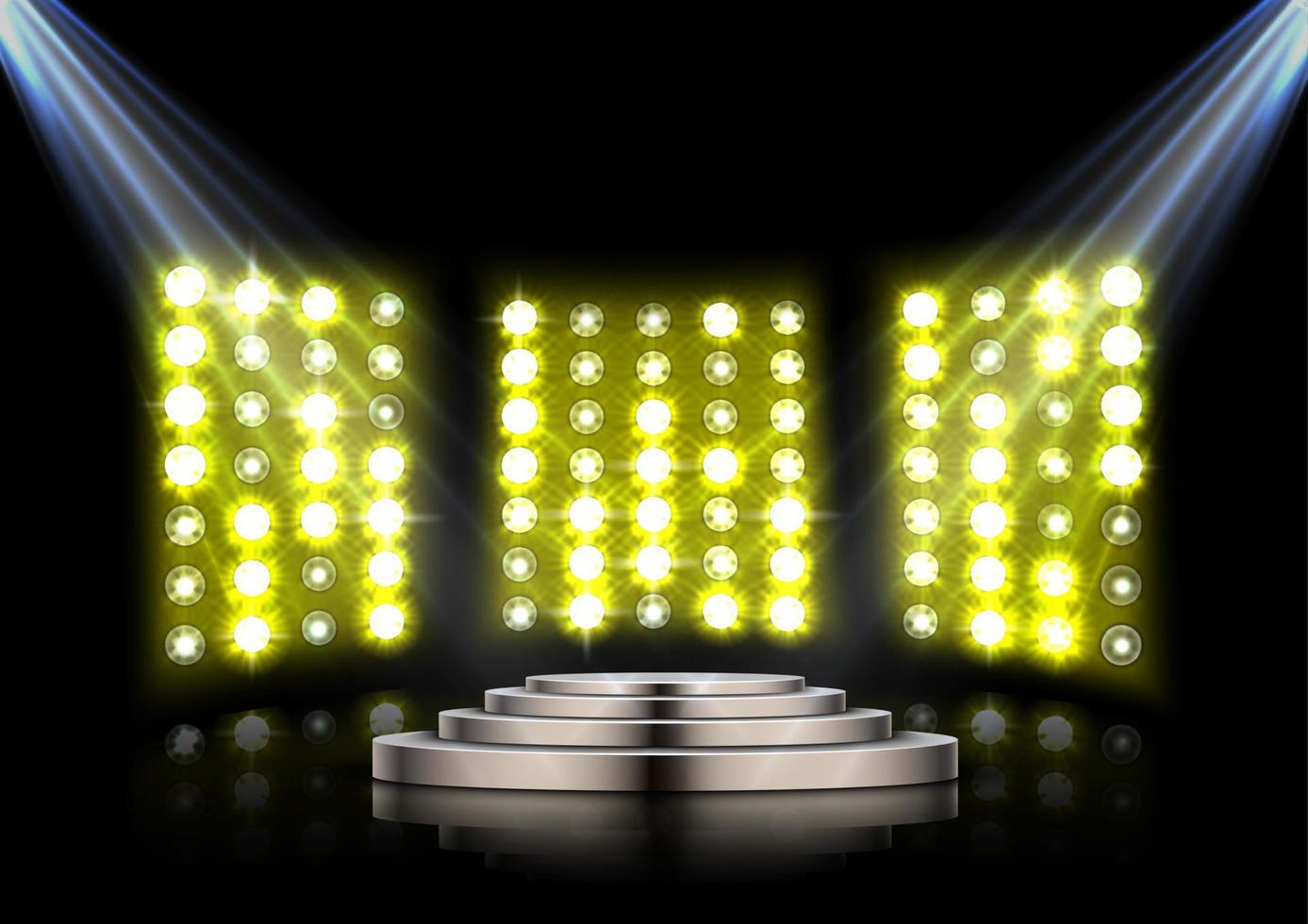 Stage podium with spotlights on dark background vector