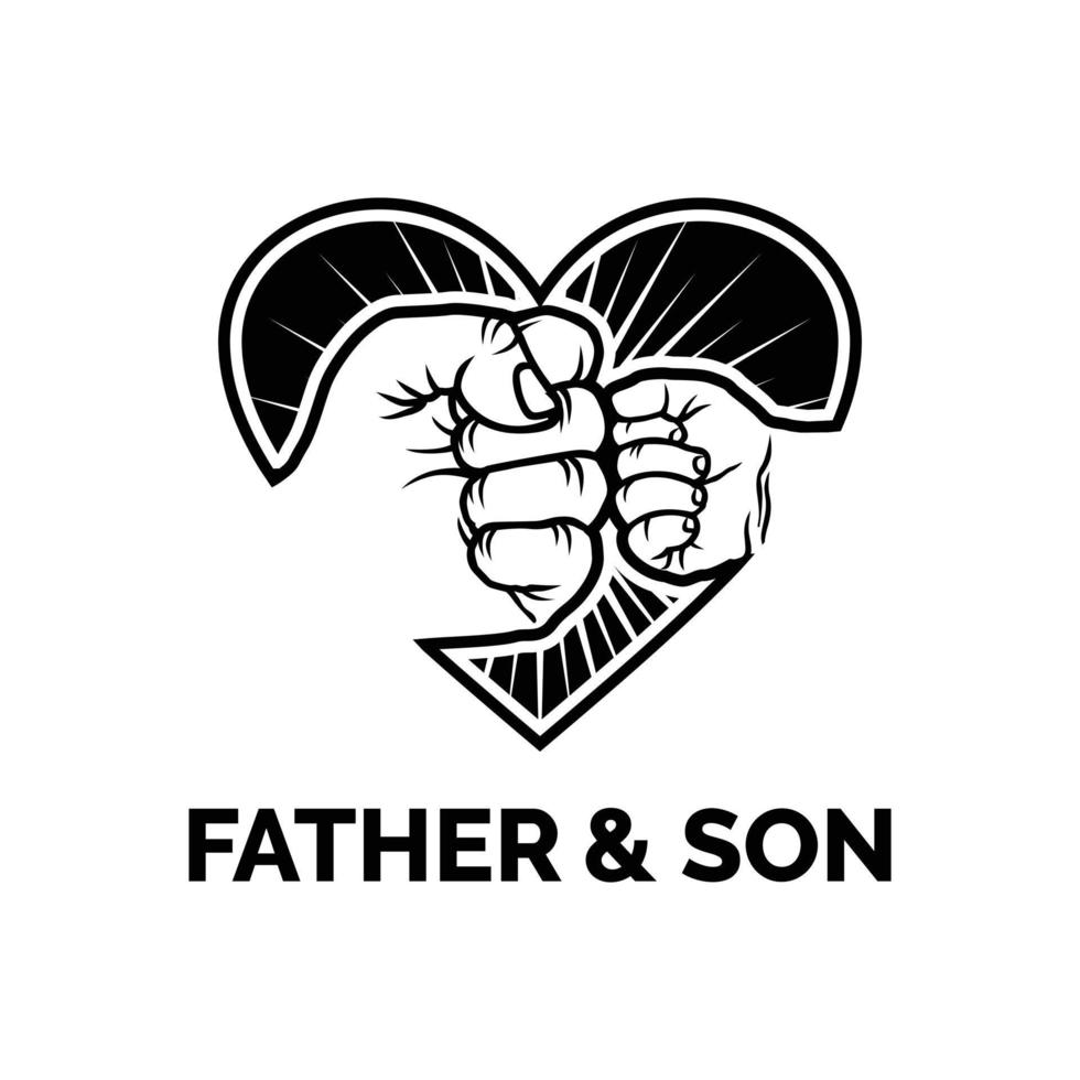 hand, fist, love, father and son logo design inspiration vector