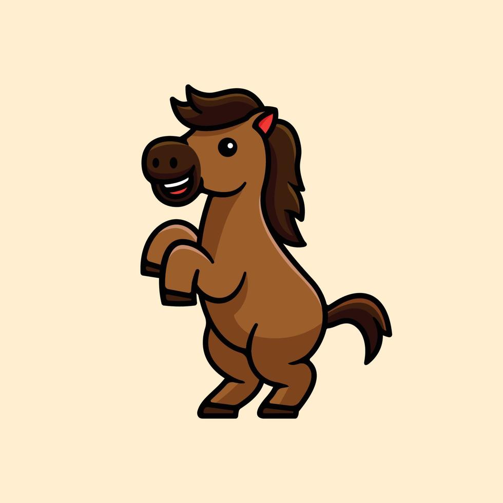 pequeño caballo lindo de pie ilustración de dibujos animados aislado vector