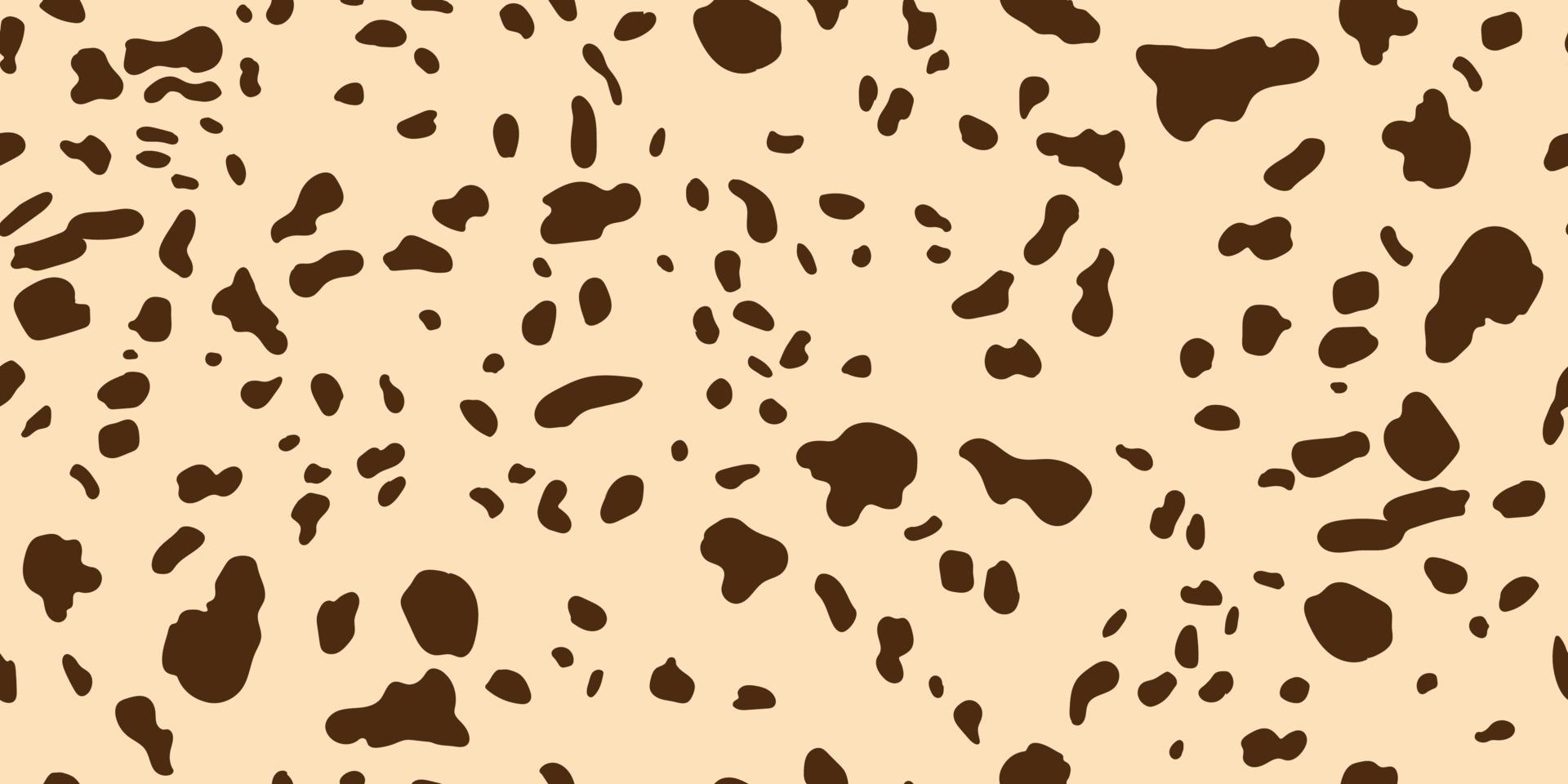 patrón horizontal sin costuras dálmata, jirafa. textura animal manchada de perro, leopardo, vaca y guepardo. fondo africano. manchas marrones al azar sobre un fondo beige. vector. vector