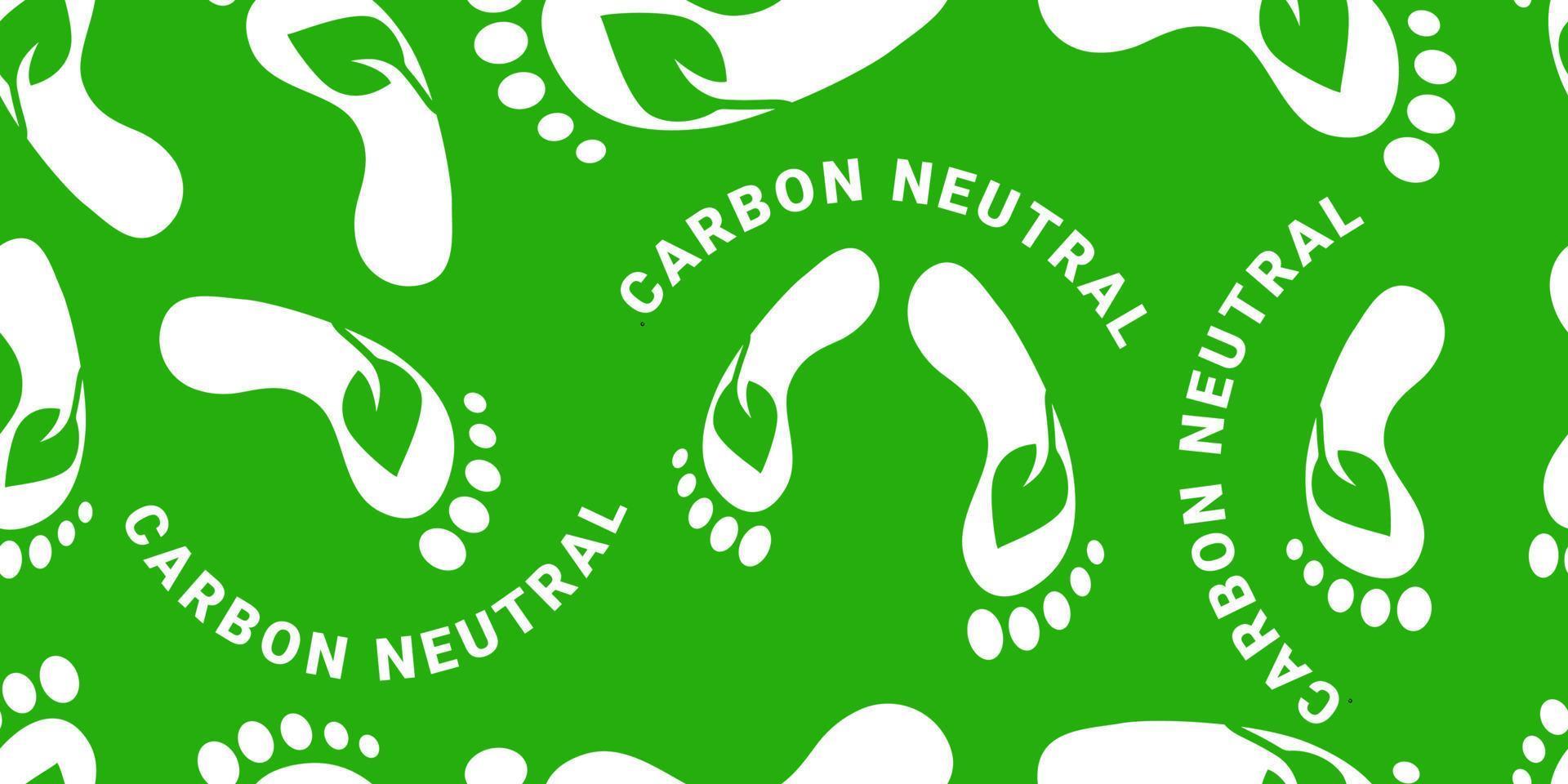 Carbon footprint background. Reducing carbon emissions seamless pattern. Green symbol of global warming. Protection of ecology, environment. Carbon neutral. Green footprints on a white. Vector. vector